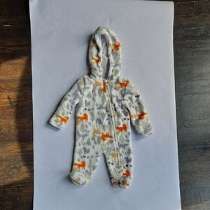 Little Beginnings 0-3 mo Soft, Cozy Forest Fox Fleece Hooded Baby Bunting, Pram